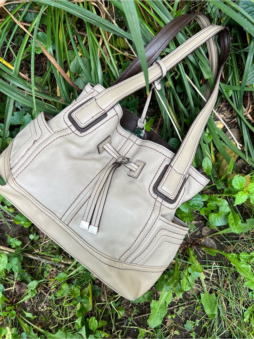 TOGNANELLO PALE Beige leather handbag.